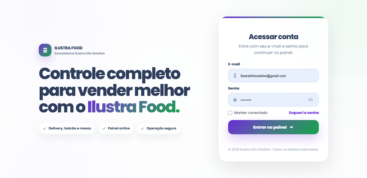 Tela de login do sistema